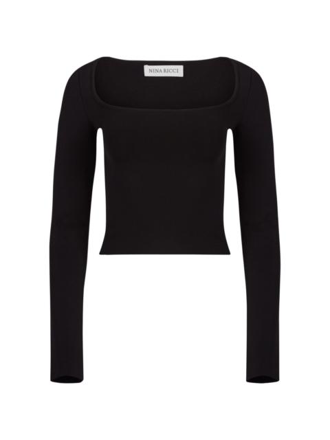 square-neck jersey top