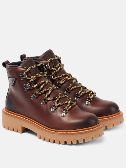 Prada St. Moritz leather lace-up boots