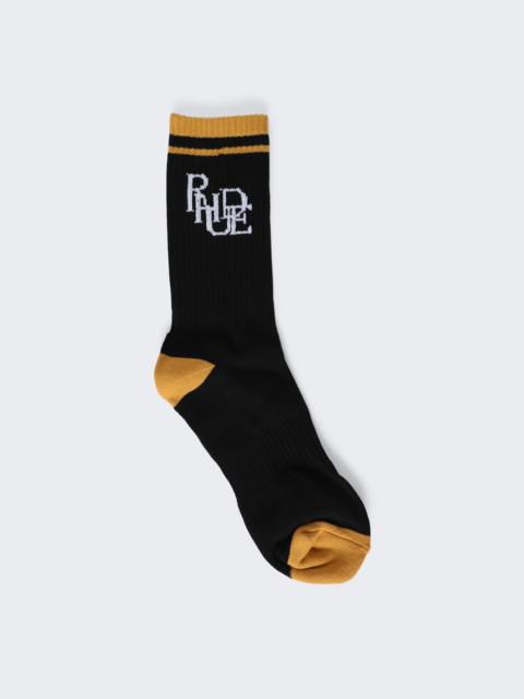 Rhude Scramble Logo Sock Black And Yellow