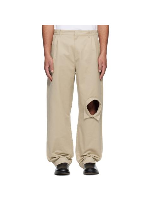 CHARLES JEFFREY LOVERBOY Beige Shirt Collar Chino Trousers