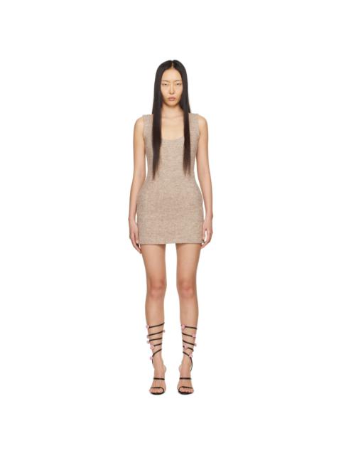 Beige Scoop Neck Minidress