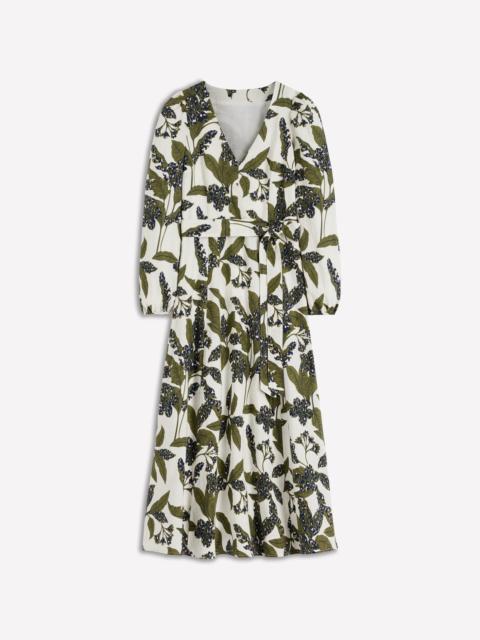 BODEN Florence Linen Blend Dress-Olive Leopard Flora