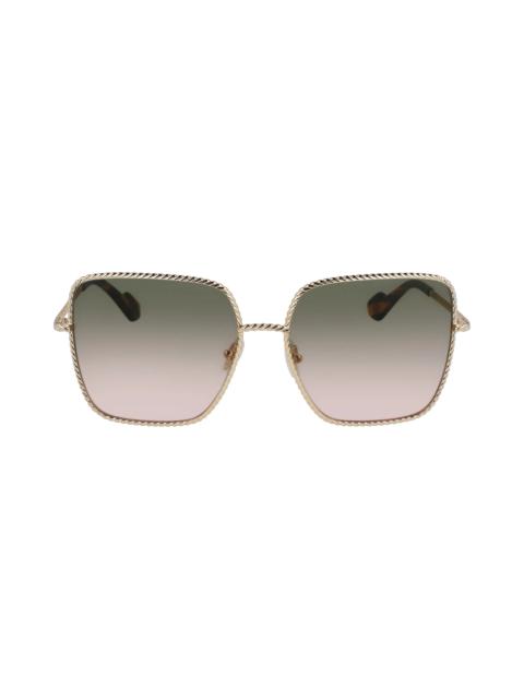 Lanvin Babe 59mm Gradient Square Sunglasses in Gold/Gradient Green Peach