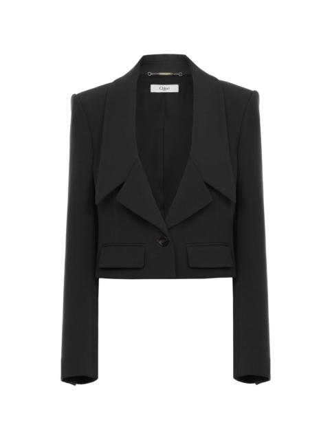 Chloé CROPPED TUXEDO JACKET IN WOOL GABARDINE | REVERSIBLE