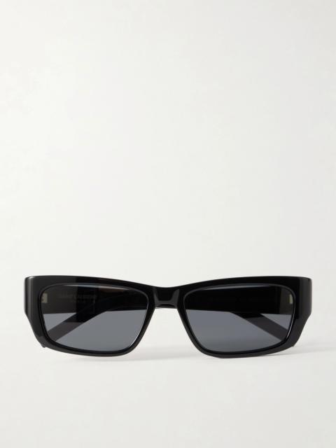 SAINT LAURENT SL M182 JAZZ Cassandre-embellished square-frame recycled-acetate sunglasses Black