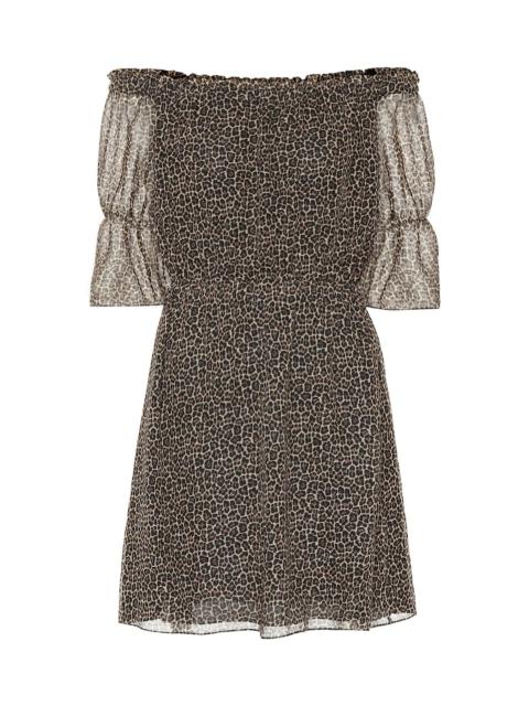 Leopard virgin wool minidress