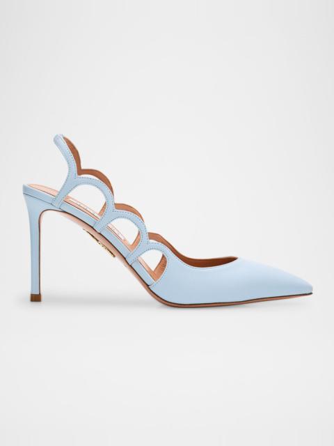 AQUAZZURA Napa Leather and PVC Endless Love Slingback Pumps