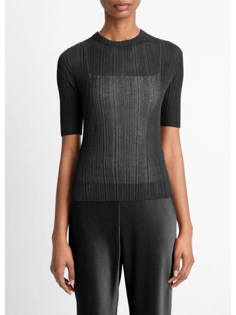 Vince Italian Cotton-Blend Double-Layer Top