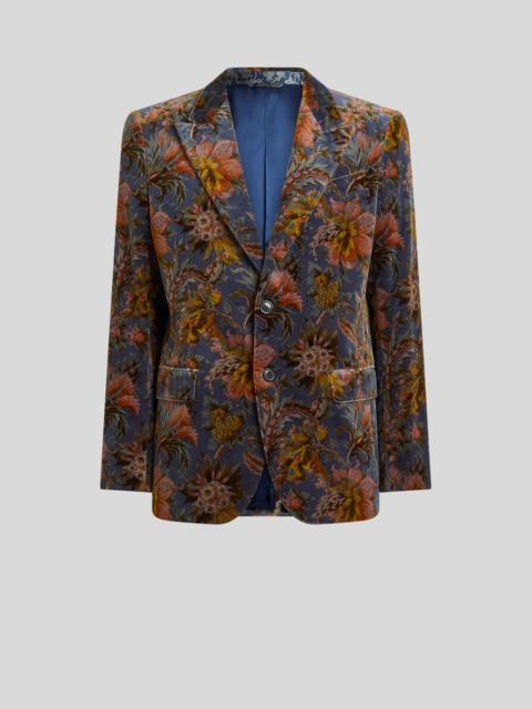 Etro SINGLE-BREASTED JACKET IN STRETCH COTTON VELVET WITH FLORAL MOTIF