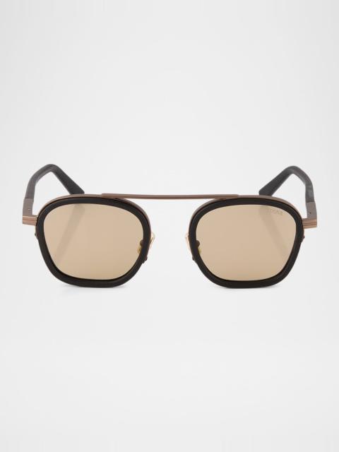 ZEGNA Men's Orizzonte Metal Square Sunglasses
