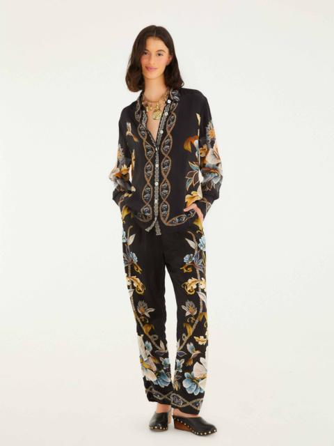 FARM RIO Black Flowerful Garden Pajama Pants