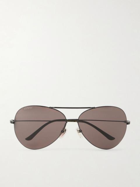 GUCCI Pilot aviator-style metal sunglasses Black