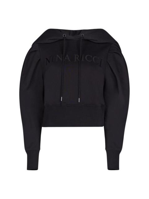 NINA RICCI logo-embroidered cotton hoodie