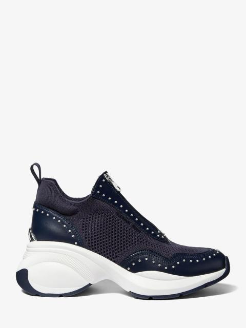 MICHAEL KORS Zuma Studded Mixed-Media Trainer