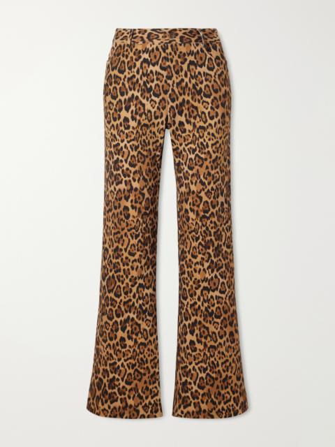 ANNA SUI Animal-print Cotton-blend Wide-leg Pants
