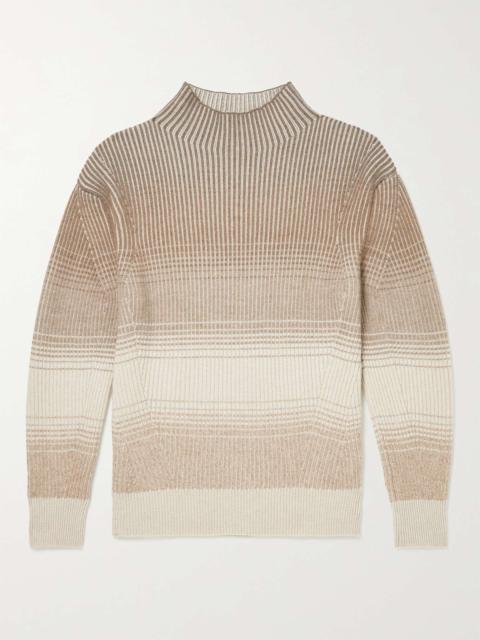 Ribbed Virgin Wool Mock-Neck Sweater