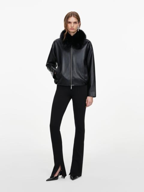 self-portrait Black Faux Leather Bomber Jacket