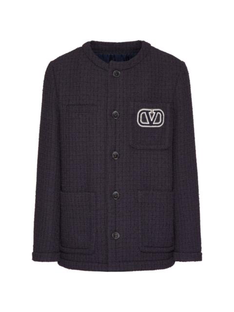 VLogo-appliqué tweed jacket