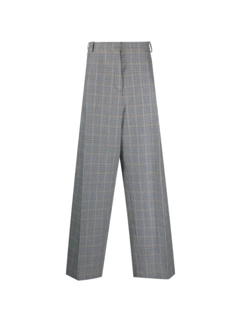 houndstooth wide-leg trousers