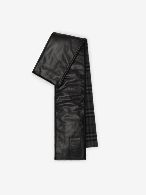Burberry Narrow Reversible Check and Leather Scarf