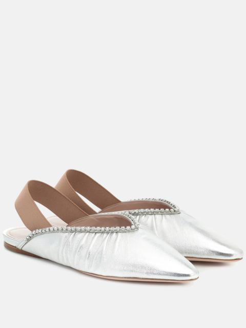 Miu Miu Embellished leather slingback flats