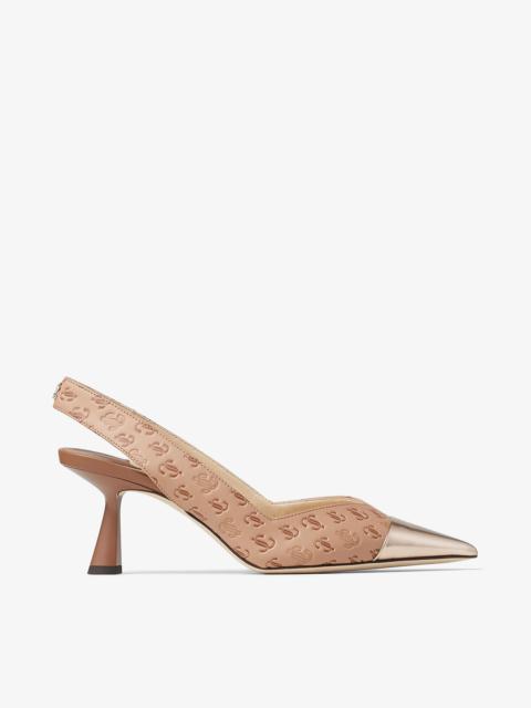 Liya 65
Caramel JC Monogram Print and Sunkissed Leather Slingbacks