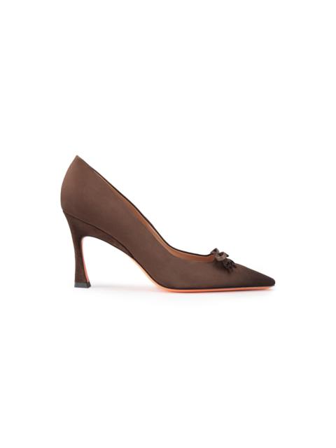 Santoni Women's dark brown suede high-heel pump
