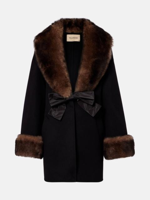 Valentino Shearling-trimmed wool and cashmere peacoat
