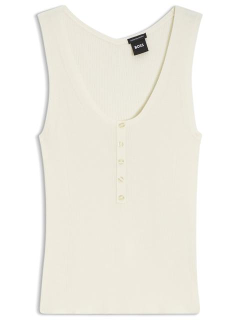 BOSS SLEEVELESS TOP IN RIB-KNIT MERINO WOOL