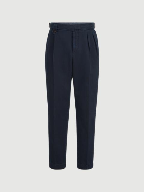 Brunello Cucinelli Cotton chevron trousers with double pleats and waist tabs