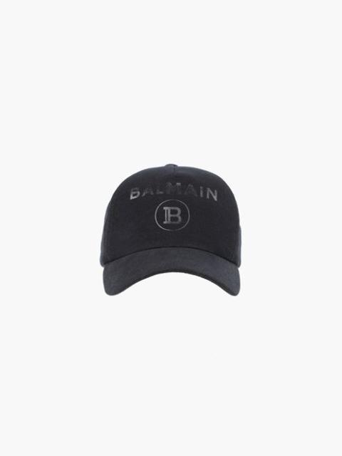 Balmain Black cotton cap with black Balmain Paris logo