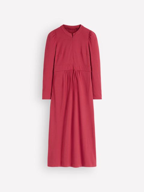 BODEN Hope Zip Detail Jersey Dress-Red Earth