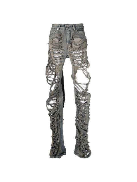 Rick Owens DRKSHDW shredded flared jeans