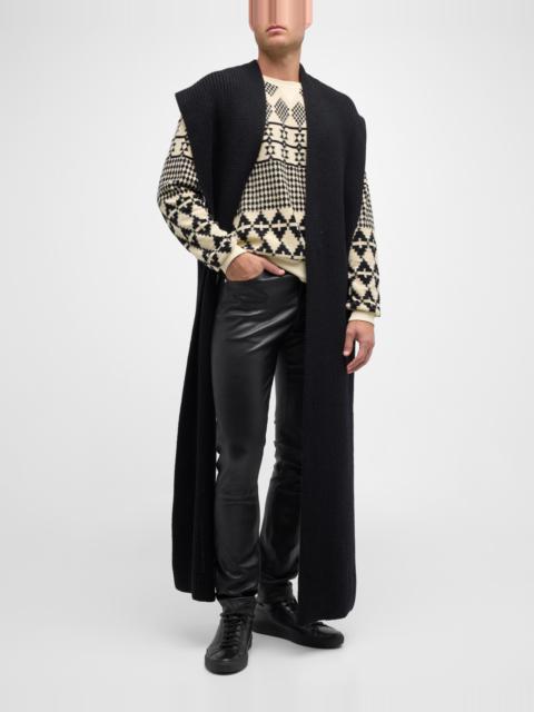 SAINT LAURENT Men's Echarpe Capuche Oversized Cashmere Knit Scarf