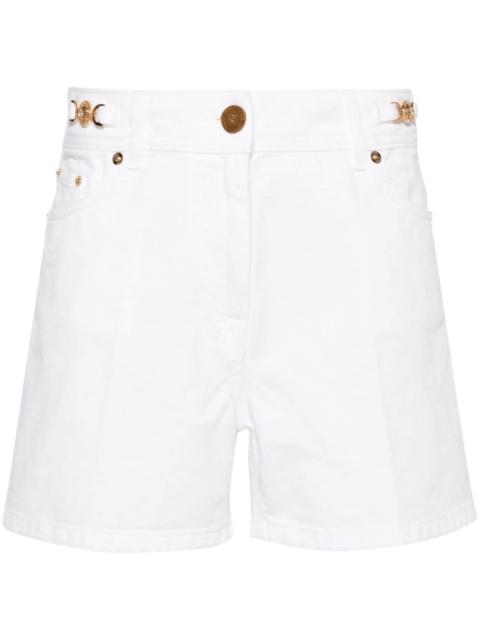 high-rise straight-leg denim shorts