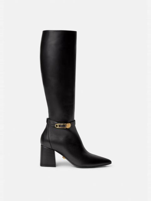 VERSACE Safety Pin Knee High Boots