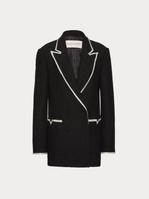 Valentino EMBROIDERED LIGHT WOOL TWEED BLAZER