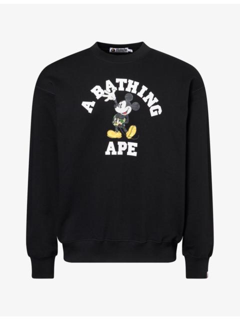 A BATHING APE® bape x disney Mickey Graphic Cotton-Jersey Sweatshirt