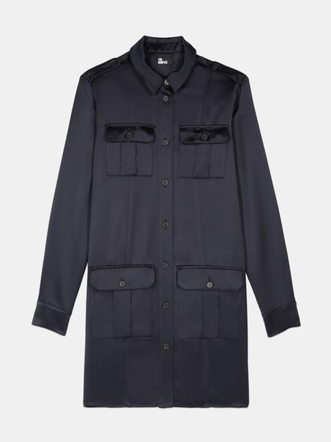The Kooples SHORT NAVY BLUE SAFARI DRESS