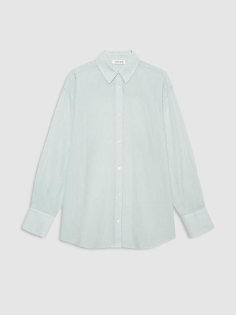 ANINE BING Plaza Shirt - Green And White Mini Stripe