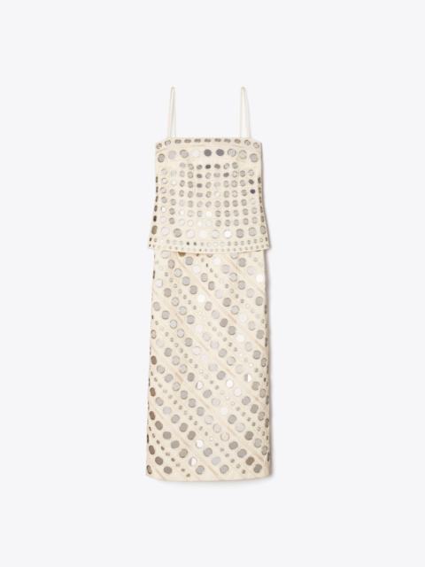 TORY BURCH Mirror Embellished Cotton Dress