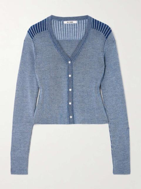RE/DONE Cropped ribbed wool cardigan