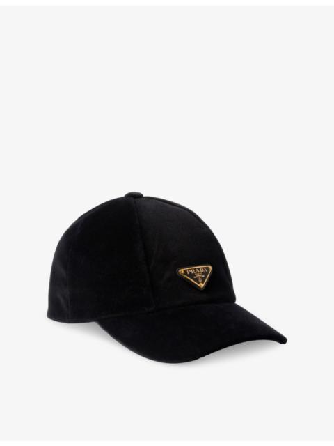 Prada Triangle-Logo Velvet Baseball Cap