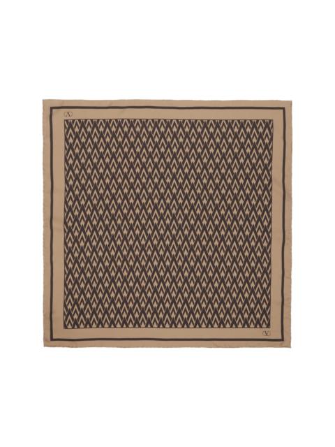 Valentino Beige & Brown 'Toute La V' Silk Scarf