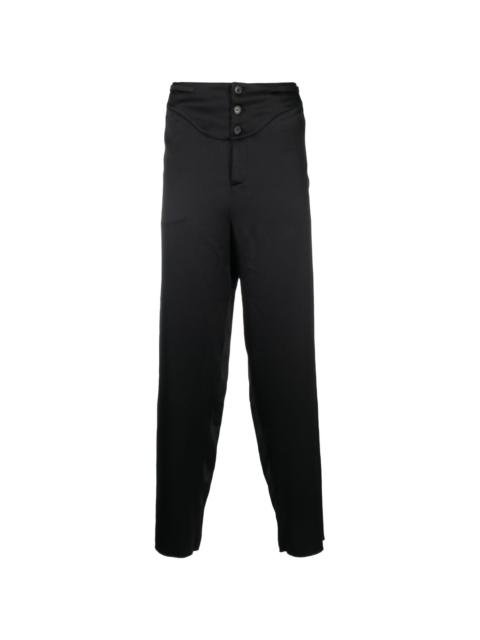 buttoned silk tapered trousers