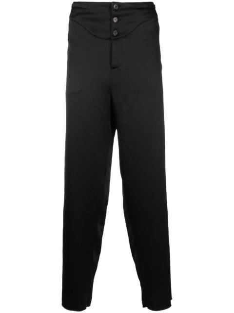 buttoned silk tapered trousers