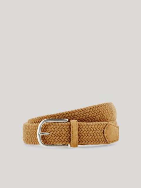 Canali BEIGE LEATHER AND WOOL BRAIDED BELT