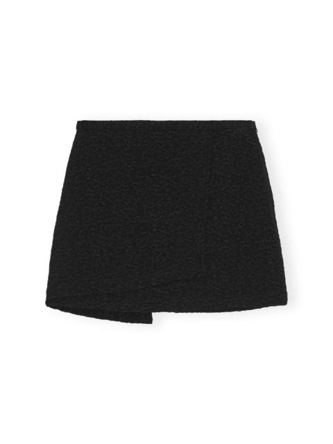 BLACK TEXTURED SUITING MINI SKIRT