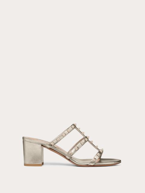 Valentino ROCKSTUD METALLIC CALFSKIN LEATHER SLIDE SANDAL 60 MM