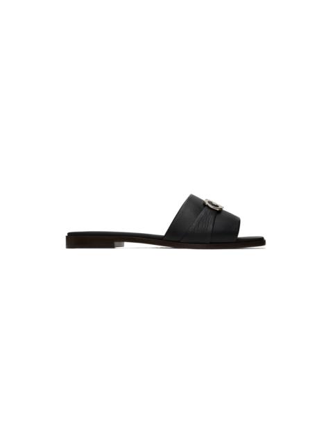 FERRAGAMO Black Gancini Slides